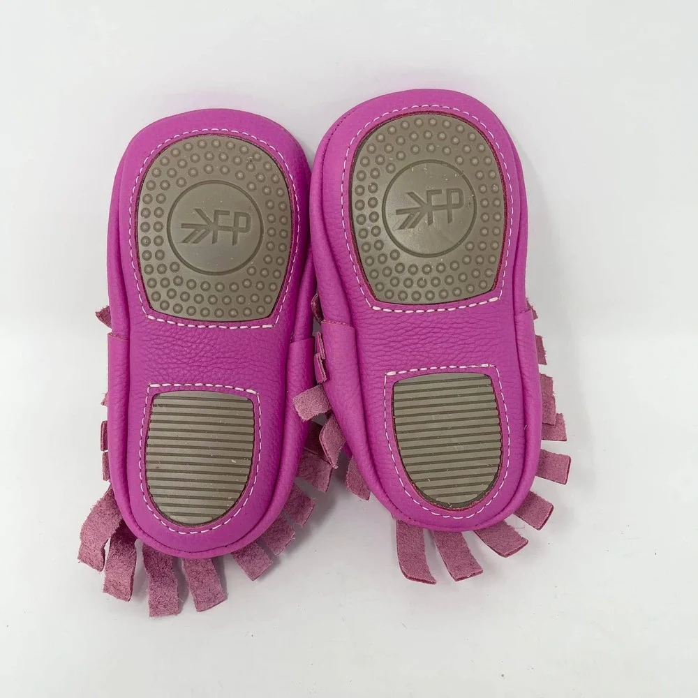 Freshly Picked Baby Shoes Fringe Moccasin Toddler Girls 10 Mini Sole Bright Pink